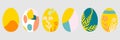 Vector Easter painted eggs. Spring icons. Royalty Free Stock Photo