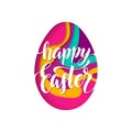 Vector Easter papercut egg design. Happy Easter text lettering for holiday paper cut greeting card isolated on white background. B Royalty Free Stock Photo