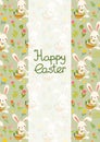 Vector Easter Rabbit with spring flowers. Green Postcard Royalty Free Stock Photo