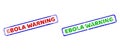 EBOLA WARNING Bicolor Rough Rectangle Stamp Seals with Scratched Surfaces