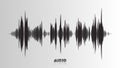 Vector echo audio wavefrom. Abstract music waves oscillation. Futuristic sound wave visualization. Synthetic music