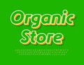 Vector eco Banner Organic Shop. Creative ModernFont. Artistic Alphabet Letters, Numbers and Symbols set.