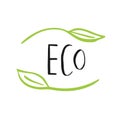 Vector eco, bio green logo or sign. Vegan, raw, healthy food bad Royalty Free Stock Photo