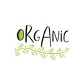 Vector eco, bio green logo or sign. Vegan, raw, healthy food bad Royalty Free Stock Photo