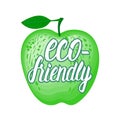 Vector Eco friendly inscription lettering sign on apple shape