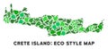 Vector Eco Green Collage Crete Island Map