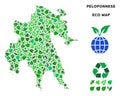 Vector Eco Green Collage Peloponnese Peninsula Map