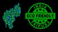Vector Eco Green Collage Tripura State Map and ECO FRIENDLY Dirty Seal