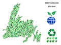 Vector Eco Green Mosaic Newfoundland Island Map