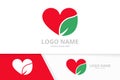 Vector eco heart and leaf logo combination. Unique organic care logotype design template. Royalty Free Stock Photo