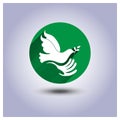 Vector Eco icon sticker bird in hand