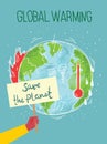 Vector eco illustration cards for social poster, banner or card of saving the planet, human hands protect our earth. Royalty Free Stock Photo