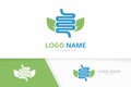 Vector eco intestine logo combination. Colon and leaf logotype design template.