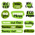 Vector eco, organic, bio logos or signs. Vegan, raw, healthy food badges, tags set for cafe, restaurants, products packaging Royalty Free Stock Photo