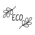Vector eco product logo or label. The concept of a natural product, eco-friendly, fresh and clean. Hand-drawn
