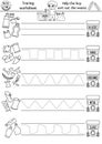 Vector ecological handwriting practice worksheet. Eco awareness printable black and white activity for preschool children. Tracing