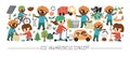 Vector ecological horizontal set with cute children caring of nature. Earth day card template for banners, invitations. Cute Royalty Free Stock Photo