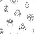 Vector Ecological Recycling Symbol Icons seamless pattern background. Perfect for packaging, web design and many more.
