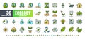 Vector of 36 Ecology and Green Energy Power Filled Color Line Outline Icon Set. 48x48 and 192x192 Pixel Perfect Editable Stroke Royalty Free Stock Photo