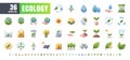 Vector of 36 Ecology and Green Energy Power Gradient Flat Color Icon Set. 48x48 and 192x192 Pixel Royalty Free Stock Photo