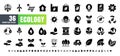 Vector of 36 Ecology and Green Energy Power Solid Glyph Icon Set. 48x48 and 192x192 Pixel Perfect