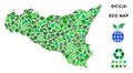 Vector Ecology Green Mosaic Sicilia Map