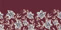 Vector border violet brown floral seamless pattern