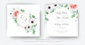 Vector, editable, elegant wedding invite, floral invitation, save the date card template design. Watercolor pink garden rose Royalty Free Stock Photo