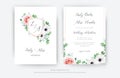 Vector, editable elegant wedding invite, floral invitation, save the date card template design. Watercolor pink garden roses, Royalty Free Stock Photo