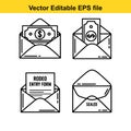 vector editable eps file containing four envelope icons with money and entry form Royalty Free Stock Photo