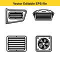 vector editable eps file with four air vent icons in black and white Royalty Free Stock Photo