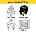 vector editable eps file with four distinct illustrations and phrases Royalty Free Stock Photo
