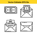 vector editable eps file with four envelope icons and money bills inside Royalty Free Stock Photo