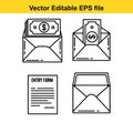 vector editable eps file of four envelope icons with money and document Royalty Free Stock Photo