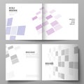 The vector of the editable layout of two covers templates for square design bifold brochure, magazine, flyer, booklet