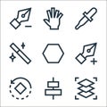 vector editing line icons. linear set. quality vector line set such as layer, align, rotate, add point, polygon, magic wand,