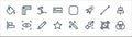 vector editing line icons. linear set. quality vector line set such as rgb, delete point, star, left align, line, type, rounded