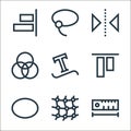 vector editing line icons. linear set. quality vector line set such as ruler, mesh, ellipse, bottom alignment, type, rgb,