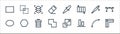 vector editing line icons. linear set. quality vector line set such as stroke, top alignment, merge, ellipse, paint brush, layer,