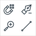 vector editing line icons. linear set. quality vector line set such as line, zoom in, delete point