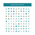 Vector of education icons set with flat color style design Royalty Free Stock Photo