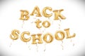 Vector education illustration of Back To School label with flying Metallic Gold Balloons Royalty Free Stock Photo