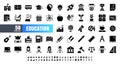 Vector of 50 Education and School Subject solid Glyph Icon Set. 64x64 and 256x256 Pixel Perfect