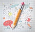 Vector education, science concept, pencil, sketch