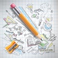 Vector education, science concept, pencil, sketch Royalty Free Stock Photo