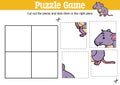 Puzzle game to cut and stick pieces with cartoon mouse character Royalty Free Stock Photo