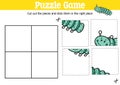 game to cut and stick pieces with doodle caterpillar