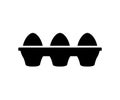 Vector egg carton pack. Eggs container box cooking food cardboard black icon. Royalty Free Stock Photo