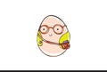 Vector egg emoticon dressed cutely with facial expression. Royalty Free Stock Photo