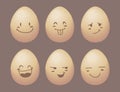 Vector of egg with smile emotion. brown background. Royalty Free Stock Photo